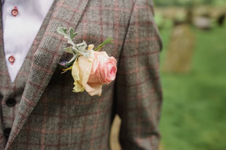 Pink Rose Buttonhole Groom Summer Country Pastels Wedding http://jesspetrie.com/
