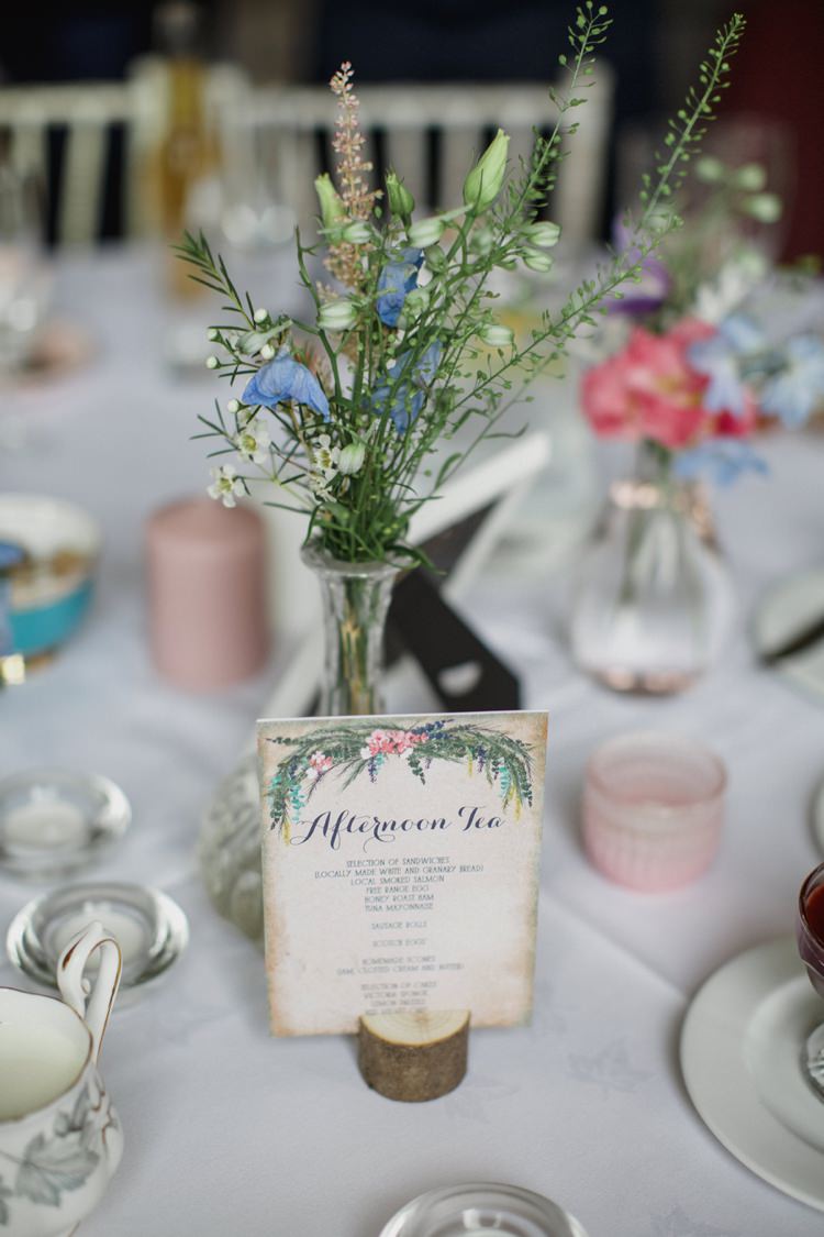 Flowers Bottles Stationery Menu Summer Country Pastels Wedding http://jesspetrie.com/