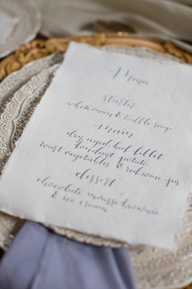 Calligraphy Menu Table Chic Secret Garden Wedding Ideas http://marysmithphotography.com/