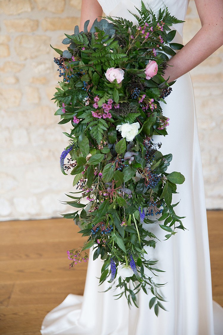Large Cascading Bouquet Greenery Foliage Flowers Bride Bridal Chic Secret Garden Wedding Ideas http://marysmithphotography.com/