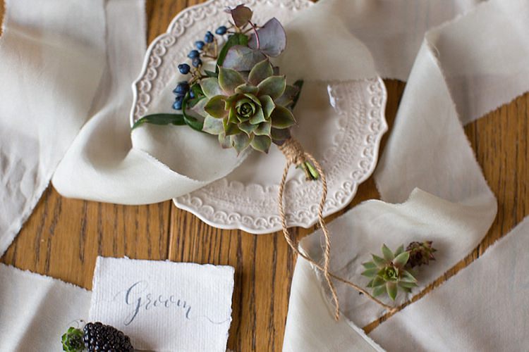 Succulent Buttonhole Groom Twine Chic Secret Garden Wedding Ideas http://marysmithphotography.com/