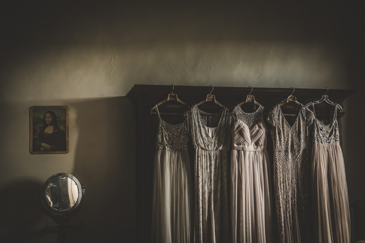 Bridesmaids Mismatched Neutral Dusty Pink Mismatched Dresses Romantic Intimate Tuscany Destination Wedding http://angelicabraccini.com/