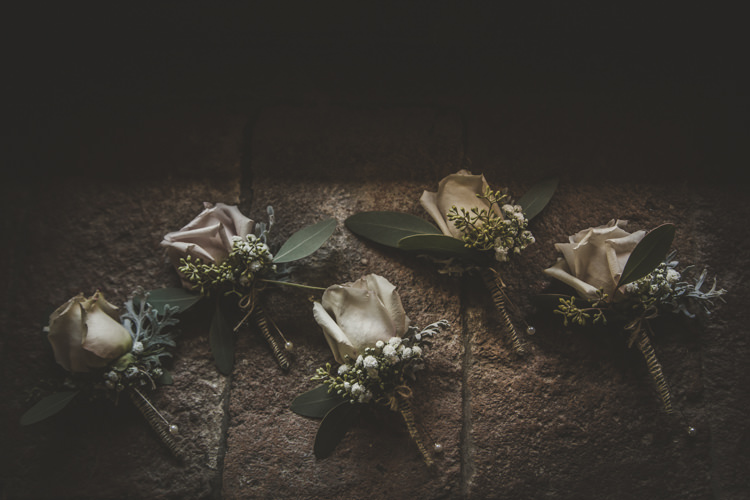 Buttonholes Cream Dusty Pink Roses Romantic Intimate Tuscany Destination Wedding http://angelicabraccini.com/
