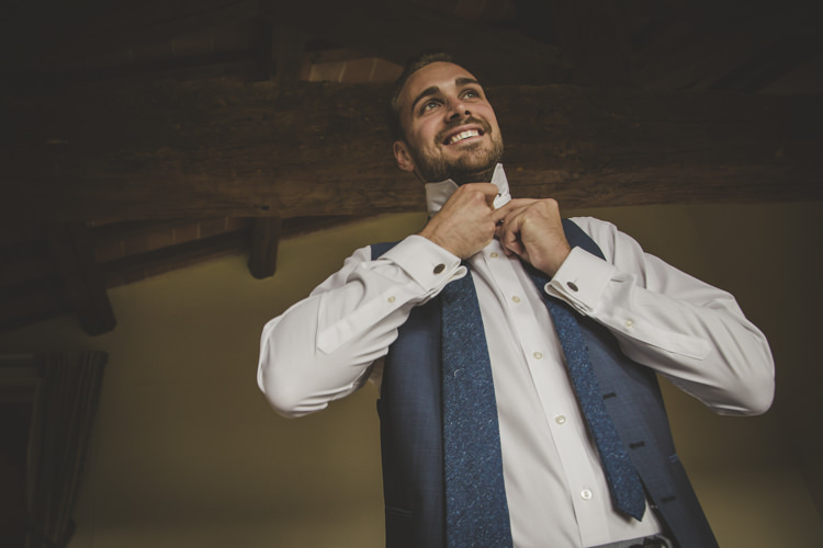 Groom Light Blue Suit Vest White Tie Textured Blue Tie Romantic Intimate Tuscany Destination Wedding http://angelicabraccini.com/