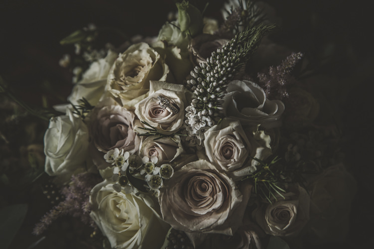 Bride Bouquet Dusty Pink White Cream Roses Romantic Intimate Tuscany Destination Wedding http://angelicabraccini.com/