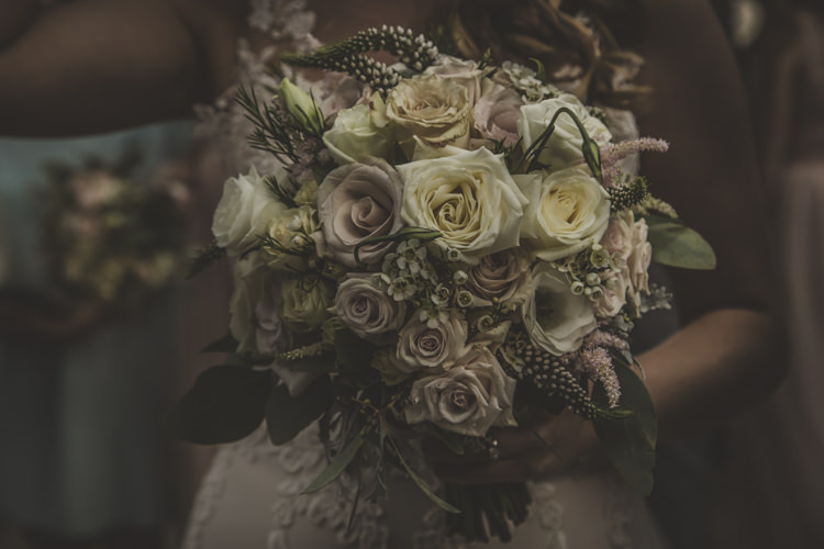 Bride Bouquet White Dusty Pink Roses Romantic Intimate Tuscany Destination Wedding http://angelicabraccini.com/