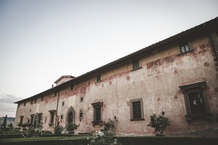 Outdoor Ceremony Location Historic Pink Villa Green Hedges Romantic Intimate Tuscany Destination Wedding http://angelicabraccini.com/