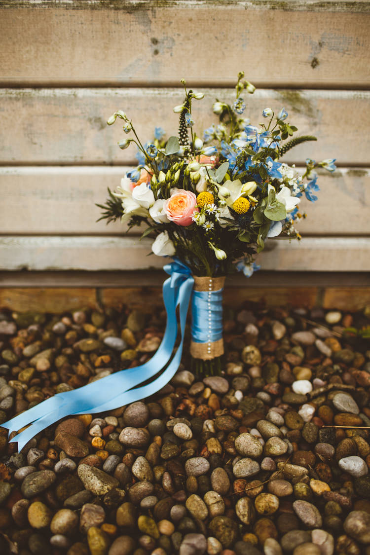 Bouquet Flowers Bride Bridal Roses Foliage Ribbon Powder Blue Country Rustic Charm Wedding https://photography34.co.uk/