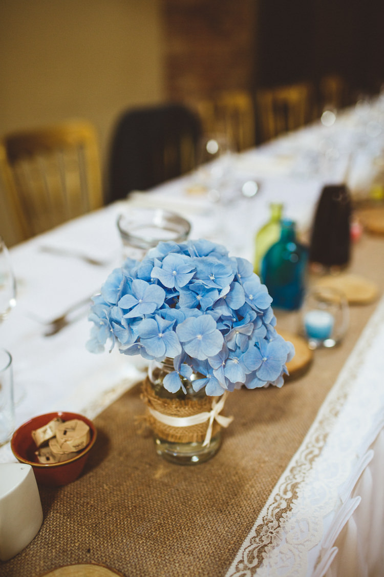 Hydrangea Jar Flowers Lace Hessian Burlap Centrepiece Table Decor Powder Blue Country Rustic Charm Wedding https://photography34.co.uk/