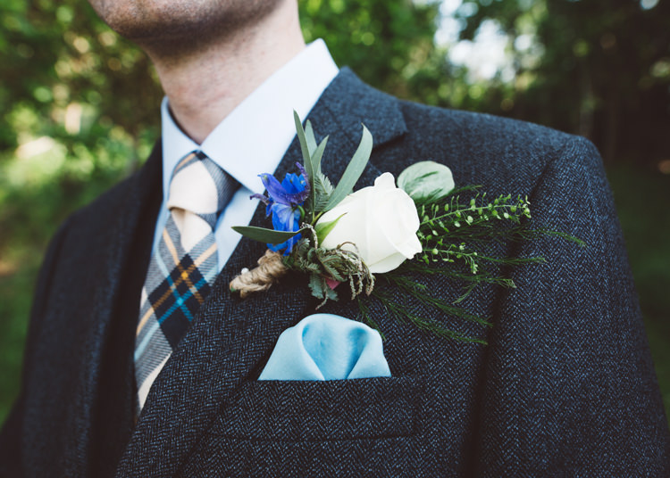 White Rose Buttonhole Groom Low Key Pastel Seaside Wedding http://holliecarlinphotography.com/