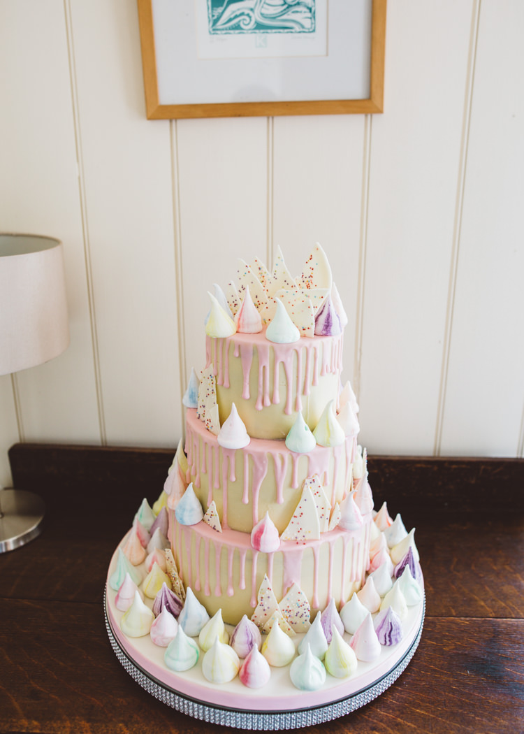 Drip Meringue Cake Pink Modern Low Key Pastel Seaside Wedding http://holliecarlinphotography.com/