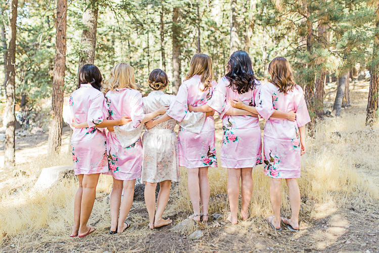 Bride White Floral Robe Bridesmaids Pink Floral Robes DIY Whimsical Camp Wedding California http://www.landbphotography.org/
