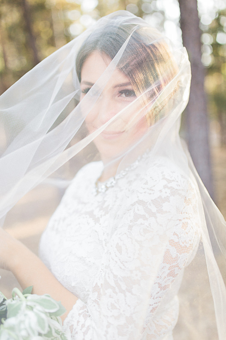 Bride Watters Separates Lace Top Tulle Skirt Veil Statement Necklace DIY Whimsical Camp Wedding California http://www.landbphotography.org/