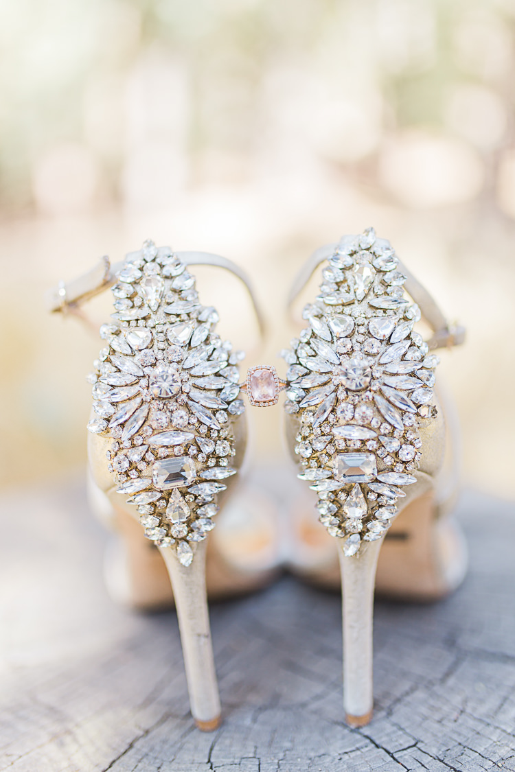 Bride Pink Engagement Ring Statement High Heels Badgley Mischka DIY Whimsical Camp Wedding California http://www.landbphotography.org/