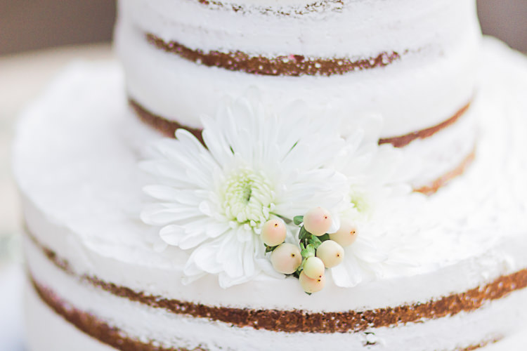 Naked Wedding Cake Fresh White Flowers DIY Whimsical Camp Wedding California http://www.landbphotography.org/