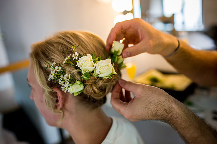 Flowers Hair Bride Bridal Roses Whimsical Greenery Nature Wedding http://lunaweddings.co.uk/