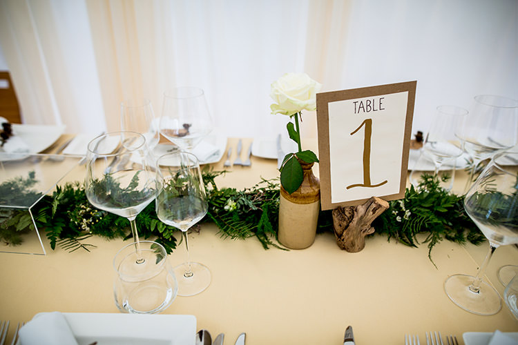 Tables Logs Flowers Garland Foliage Runner Whimsical Greenery Nature Wedding http://lunaweddings.co.uk/