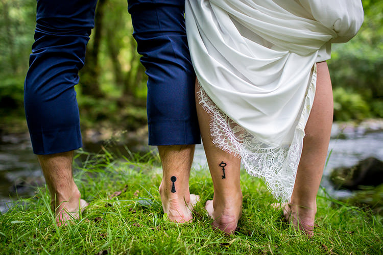 Matching Tattoo Couple Bride Groom Key Lock Whimsical Greenery Nature Wedding http://lunaweddings.co.uk/