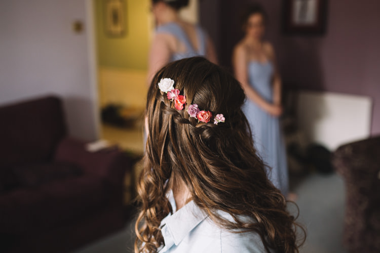 Flowers Hair Curls Waves Bride Bridal Classic Summer Pastel Wedding http://www.catlaneweddings.com/