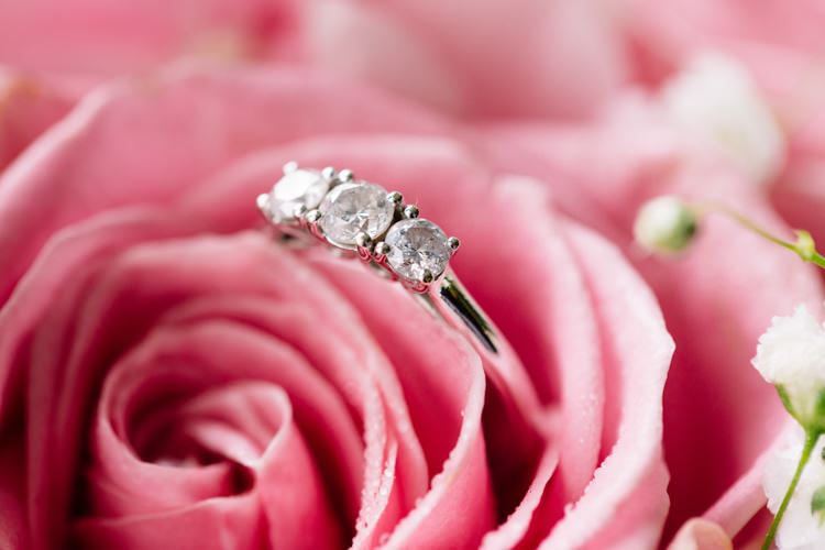 Diamond Engagement Ring Band Classic Summer Pastel Wedding http://www.catlaneweddings.com/