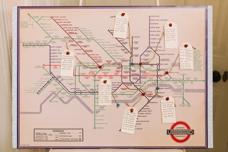 London Underground Tube Map Seating Plan Table Chart Classic Summer Pastel Wedding http://www.catlaneweddings.com/