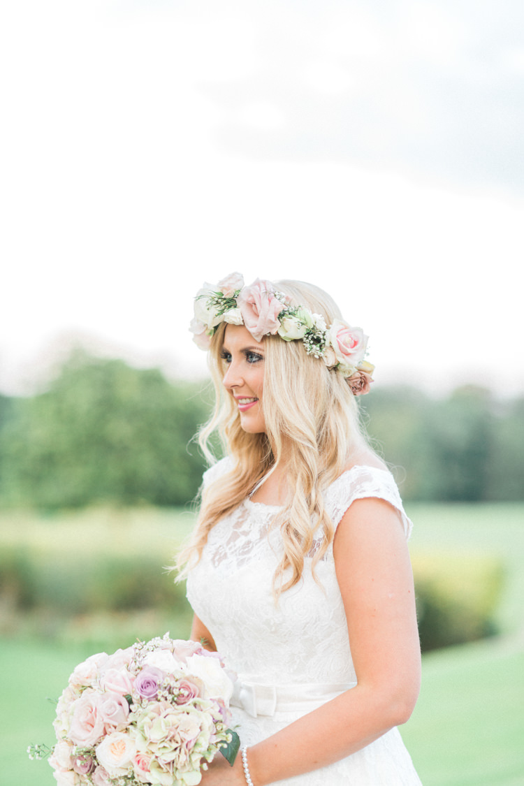 Flower Crown Bride Bridal Headdress Gold Sparkle Pink Glamour Wedding https://emilyhannah.com/