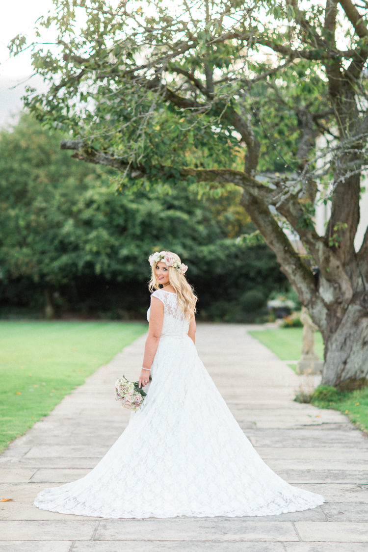Justin Alexander Lace Dress Bride Bridal Gown Gold Sparkle Pink Glamour Wedding https://emilyhannah.com/