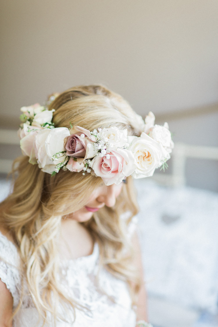 Flower Crown Headdress Floral Bride Bridal Rose Gold Sparkle Pink Glamour Wedding https://emilyhannah.com/