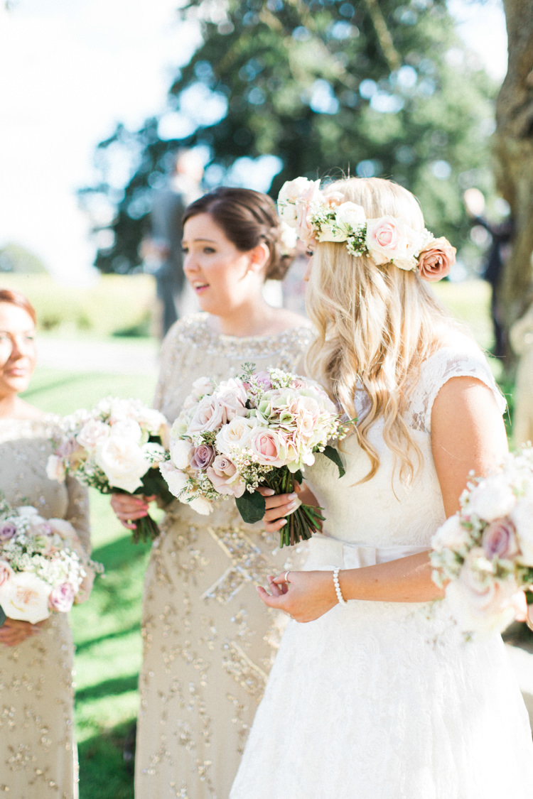 Bride Bridesmaid Flowers Pretty Gold Sparkle Pink Glamour Wedding https://emilyhannah.com/