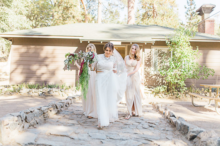 Bride Watters Separates Lace Top Tulle Skirt Veil Statement Necklace Cascading Multicoloured Bouquet Bridesmaids Ivory Dresses Different Styles Multicoloured Bouquets DIY Whimsical Camp Wedding California http://www.landbphotography.org/