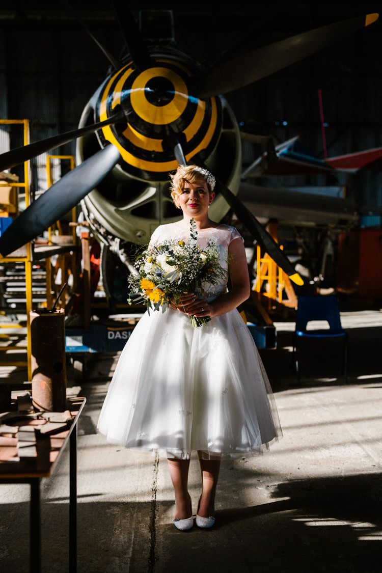 Short Dress Bride Bridal Tean Length LouLou Bridal Alternative Lego Aviation Wedding http://www.honeyandthemoonphotography.co.uk/