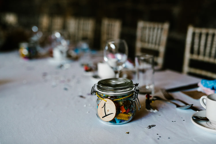 Jars Table Numbers Alternative Lego Aviation Wedding http://www.honeyandthemoonphotography.co.uk/