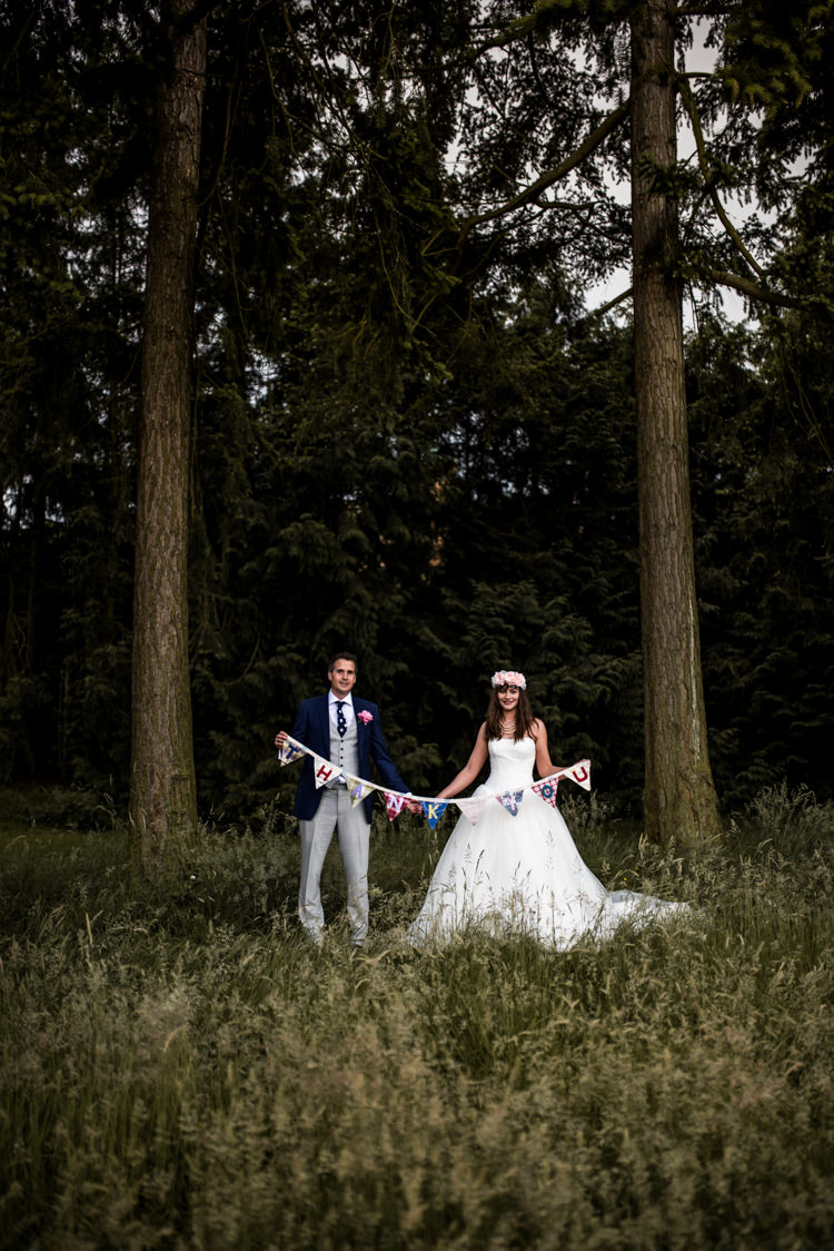 Thank You Bunting Bride Groom Quirky English Garden Party Wedding http://www.michellewoodphotographer.com/