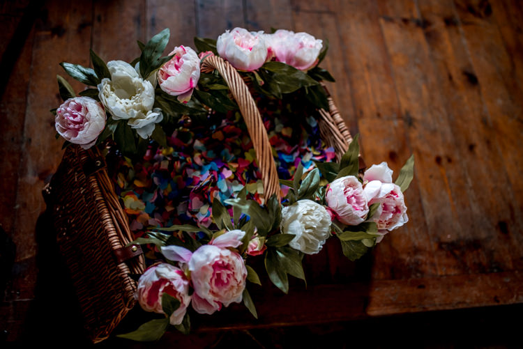 Confetti Basket Peonies Quirky English Garden Party Wedding http://www.michellewoodphotographer.com/