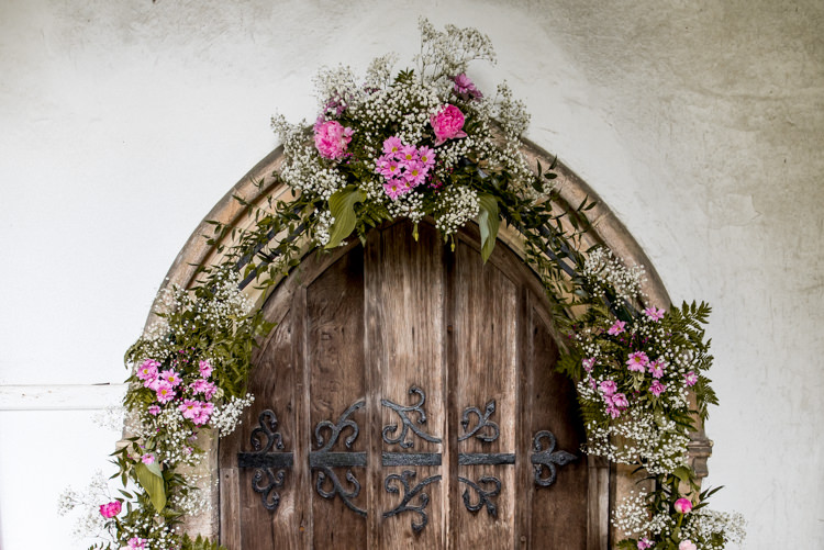 Arch Flowers Church Pink Quirky English Garden Party Wedding http://www.michellewoodphotographer.com/