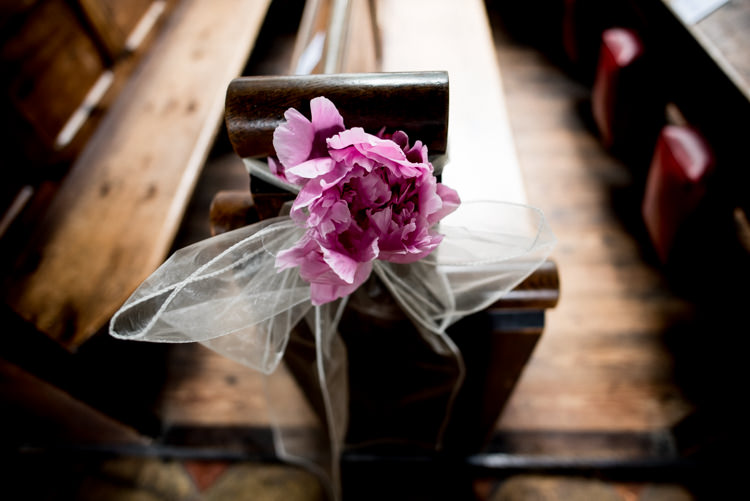 Pew End Aisle Peony Pink Flower Quirky English Garden Party Wedding http://www.michellewoodphotographer.com/