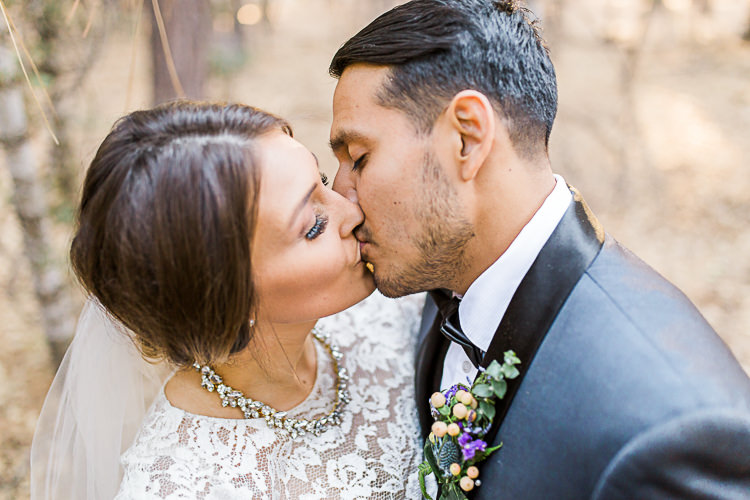 Bride Watters Separates Lace Top Tulle Skirt Veil Statement Necklace Groom Dark Blue Jacket Black Satin Lapel Black Pants Vest Bowtie Floral Buttonhole DIY Whimsical Camp Wedding California http://www.landbphotography.org/