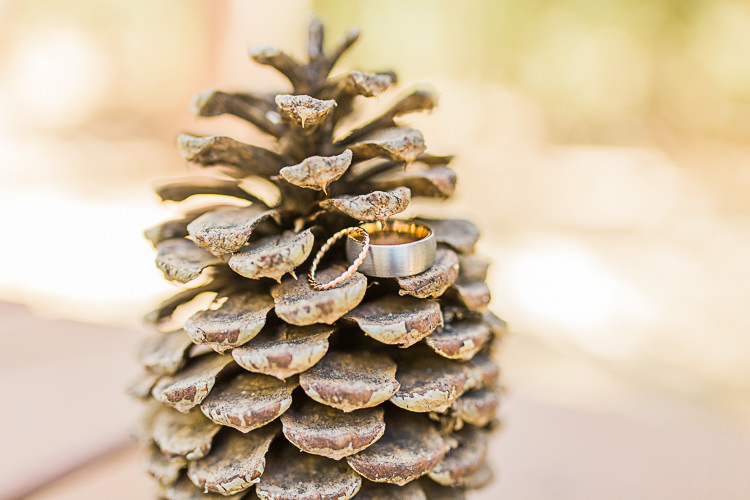 Gold Wedding Bands Pinecone DIY Whimsical Camp Wedding California http://www.landbphotography.org/