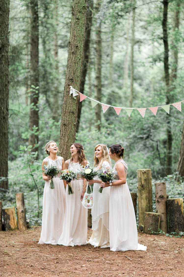 Long Blush Bridesmaid Dresses Sequins Beautiful Woodland Glade Wedding https://emilyhannah.com/