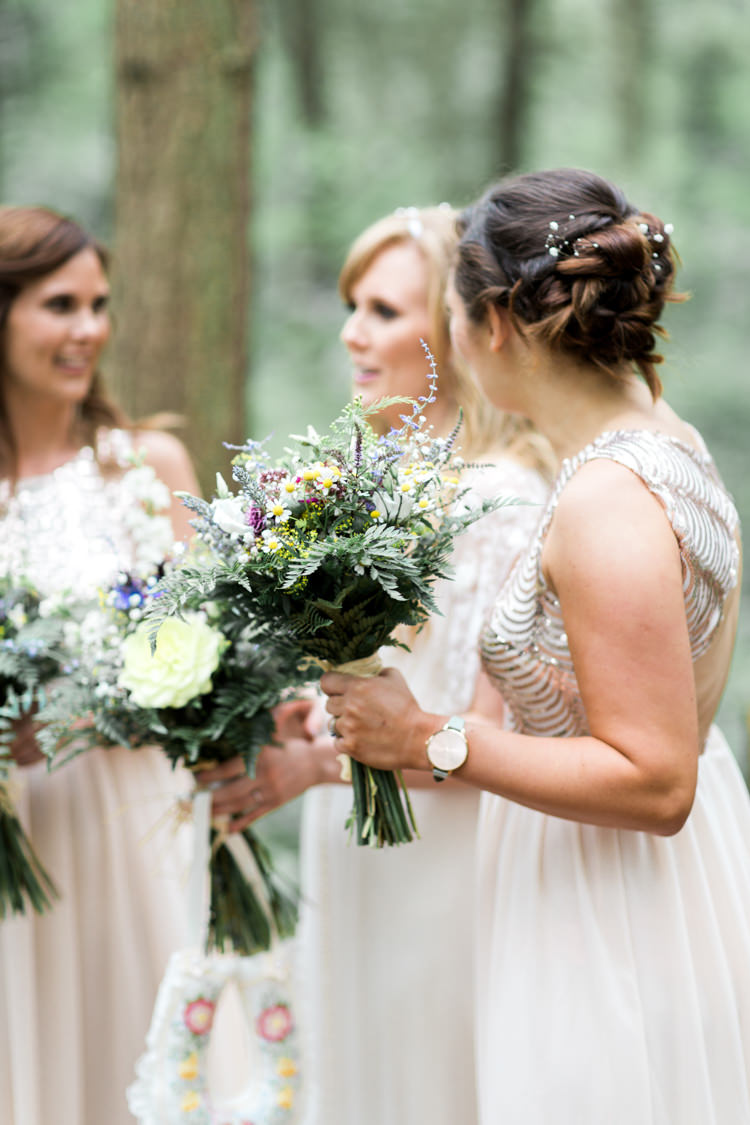 Bridesmaid Bouquets Flowers Fern Wild Foliage Beautiful Woodland Glade Wedding https://emilyhannah.com/