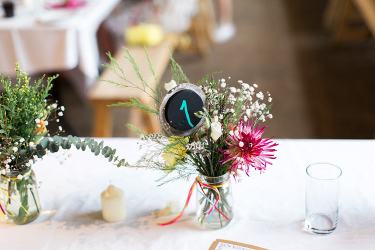 Jar Flowers Chalk Board Table Numbers Beautiful Woodland Glade Wedding https://emilyhannah.com/