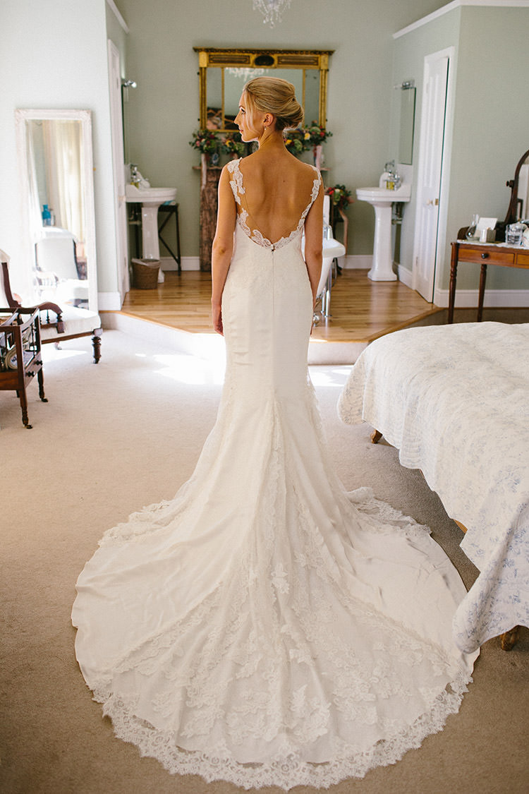 Presea Pronovias Lace Dress Gown Train Low Back Enchanted Fairy Garden Wedding http://lunaweddings.co.uk/