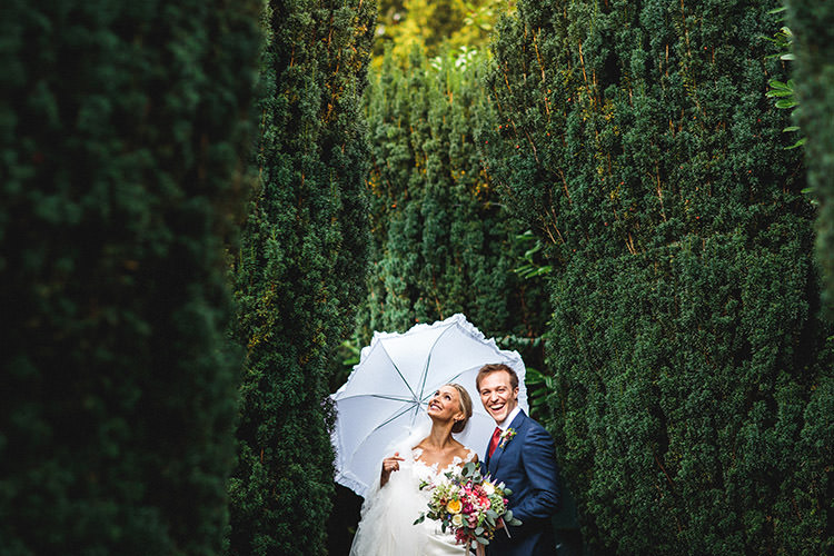 Bride Groom Umbrella Enchanted Fairy Garden Wedding http://lunaweddings.co.uk/