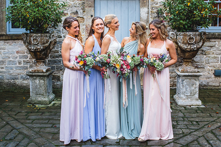 Long Pastel Bridesmaid Dresses Multiway Enchanted Fairy Garden Wedding http://lunaweddings.co.uk/