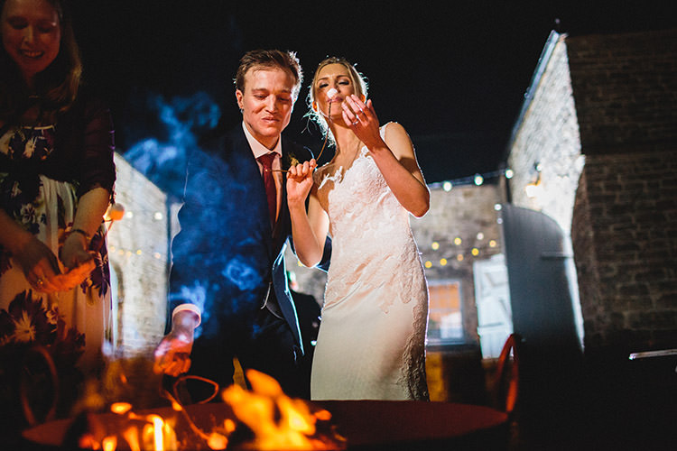 Smores Marshmallow Toasting Bride Groom Fire Enchanted Fairy Garden Wedding http://lunaweddings.co.uk/