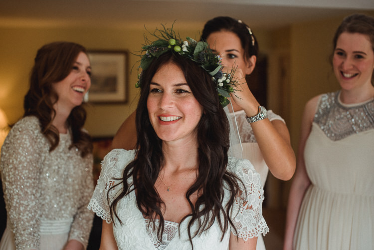 Bride Hair Waves Flower Crown Bohemian Festival Tipi Wedding http://esmemai.com/