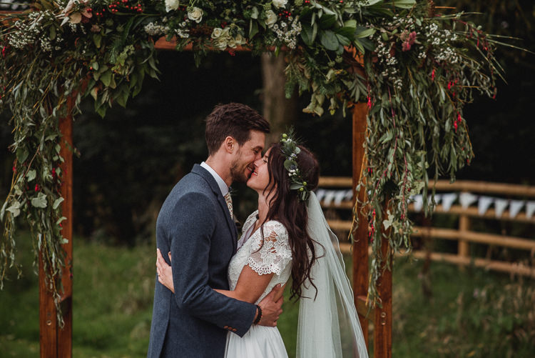 Backdrop Arch Flowers Greenery Foliage Bohemian Festival Tipi Wedding http://esmemai.com/
