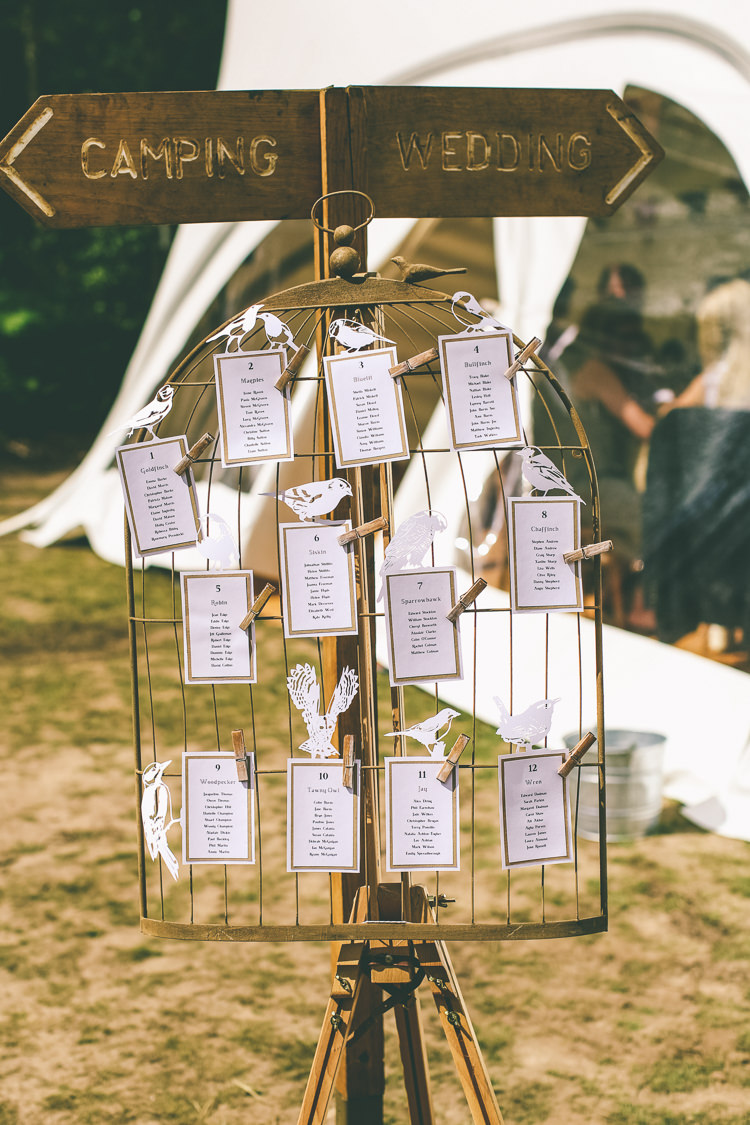 Bird Seating Plan Table Chart Cage Wire Pegs Rustic Woodland Birds Outdoorsy Wedding http://www.emmaboileau.co.uk/