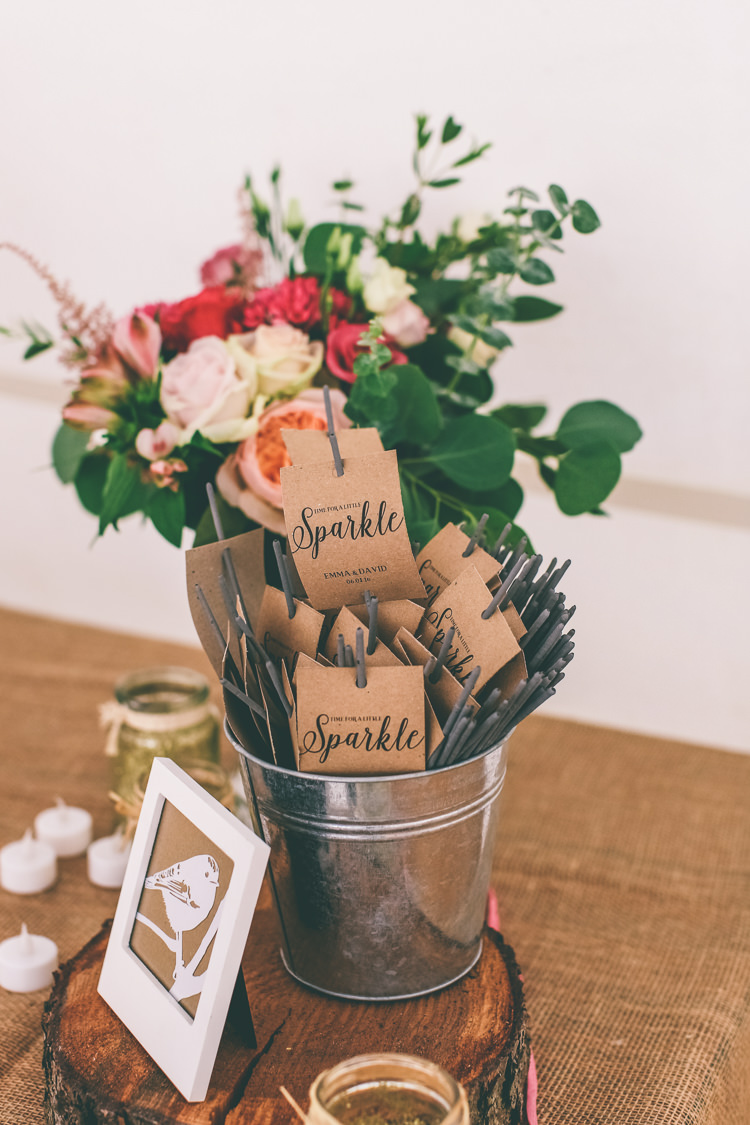 Sparklers Bucket Rustic Woodland Birds Outdoorsy Wedding http://www.emmaboileau.co.uk/