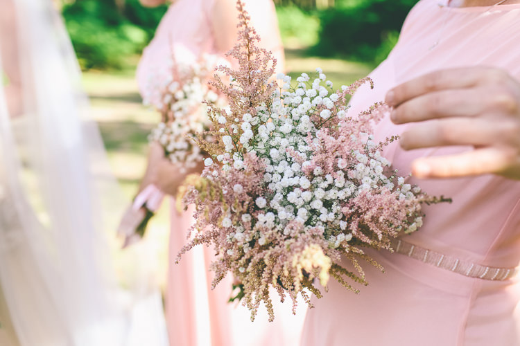 Astilbe Bridesmaid Bouquet Flowers Gyp Gypsophila Rustic Woodland Birds Outdoorsy Wedding http://www.emmaboileau.co.uk/